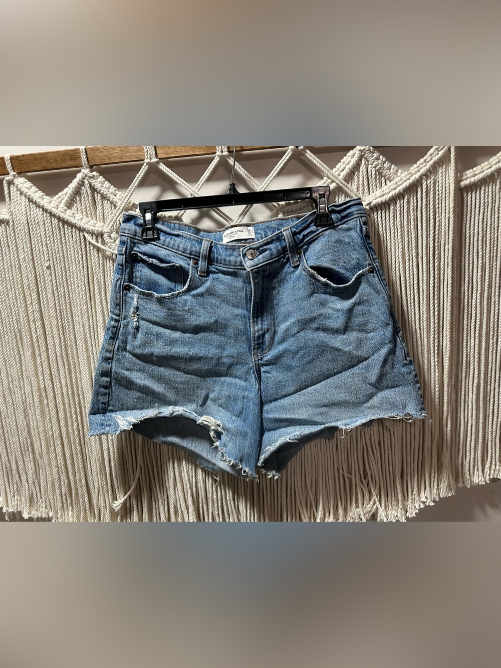 Abercrombie & Fitch Faded Blue High-Rise Cutoff Denim Shorts